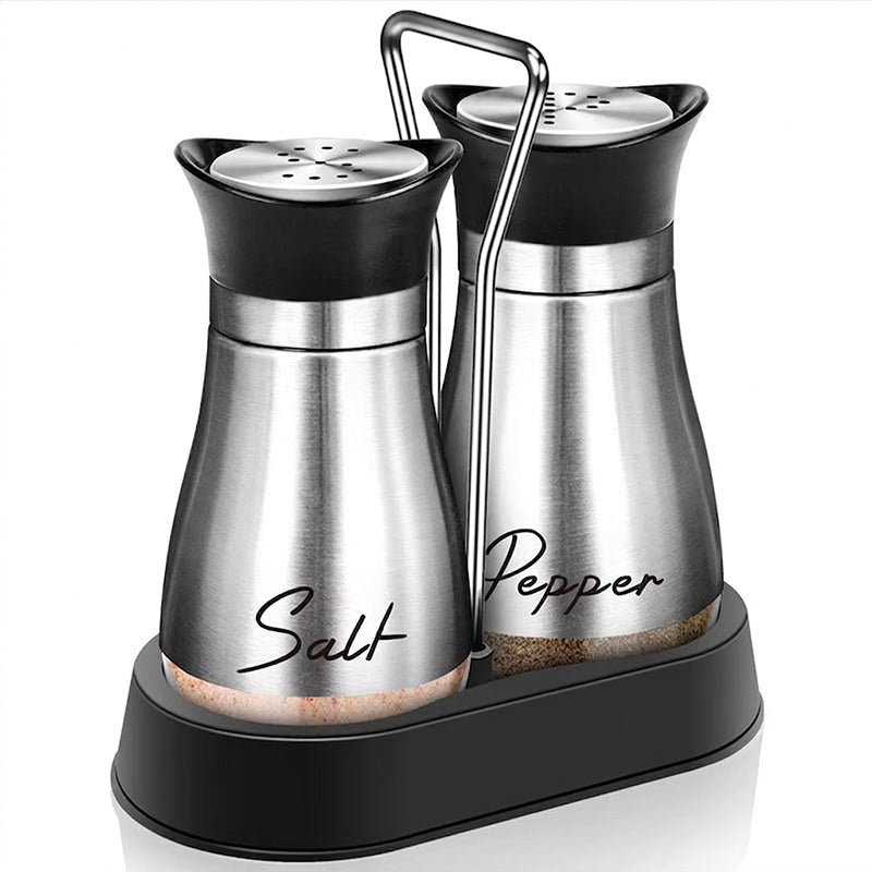 🐧Penguin Design Salt and Pepper Shaker Set, Transparent Glass Bottom Seasoning Dispenser, Large‑Mouth Refillable Spice Container for Kitchen Countertop