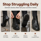 👢 Stable Steps, Easy Zip | Women's Round-Toe Chunky-Heel Martin Boots