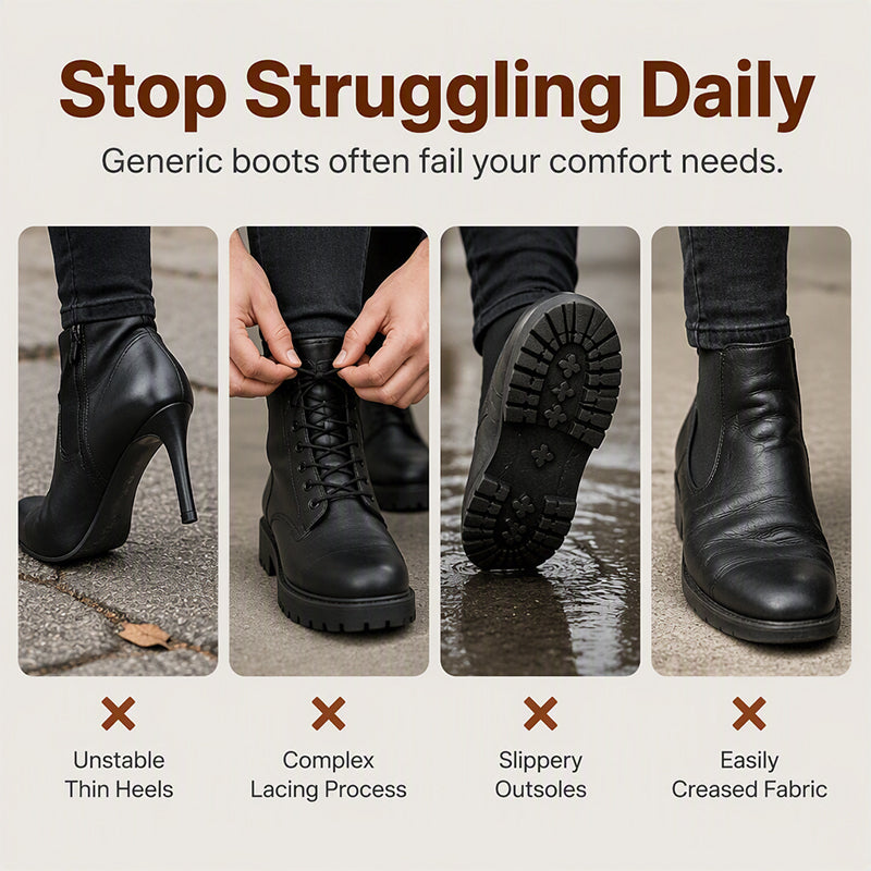 👢 Stable Steps, Easy Zip | Women's Round-Toe Chunky-Heel Ankle Boots