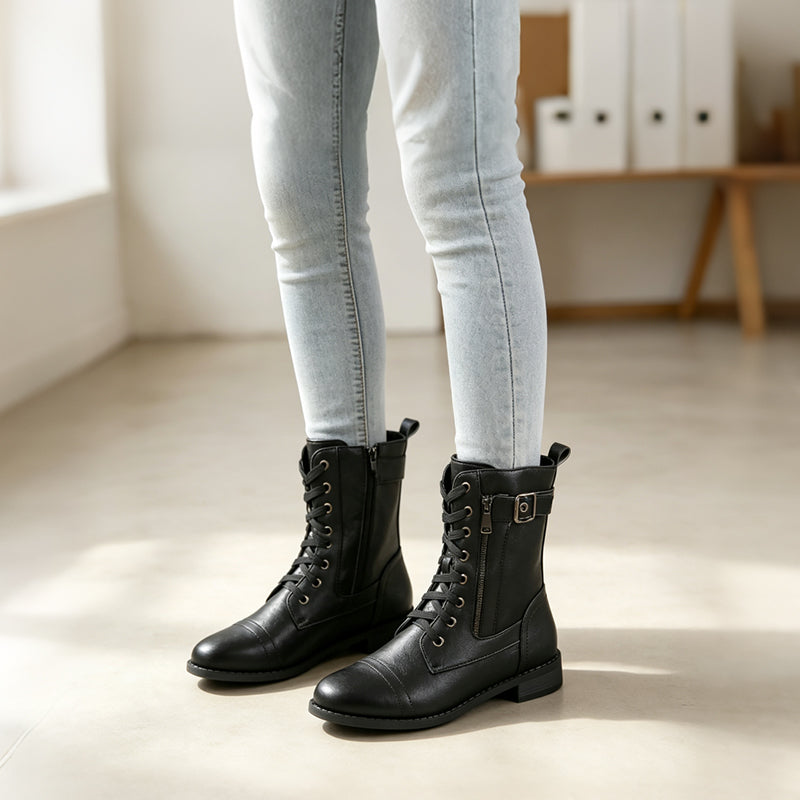 👢 Stable Steps, Easy Zip | Women's Round-Toe Chunky-Heel Ankle Boots