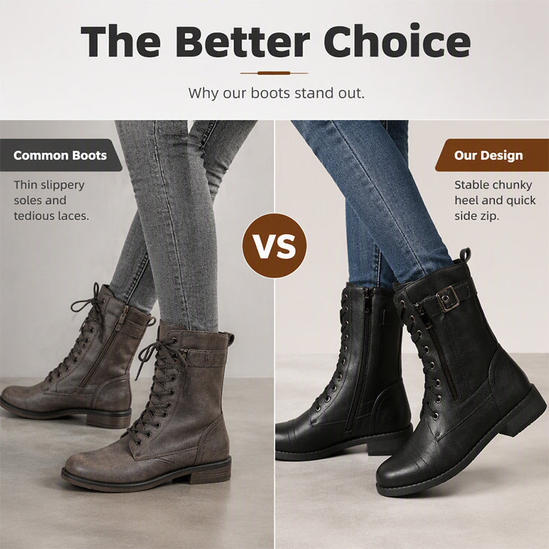 👢 Stable Steps, Easy Zip | Women's Round-Toe Chunky-Heel Ankle Boots