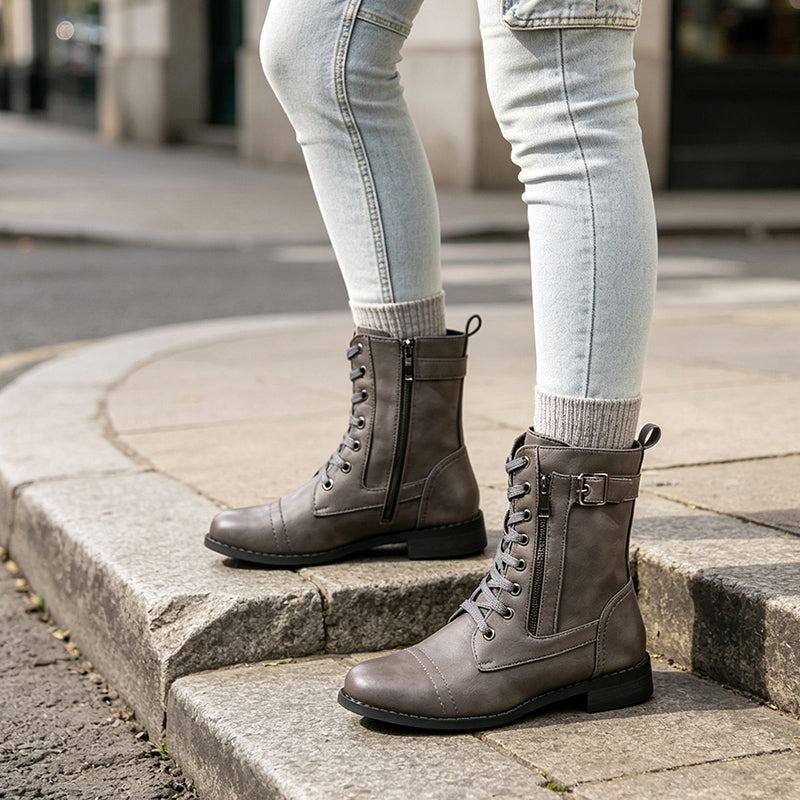 👢 Stable Steps, Easy Zip | Women's Round-Toe Chunky-Heel Ankle Boots