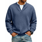 ✨ Timeless Comfort | Men's Textured Waffle Layered-Look Long-Sleeve Tee