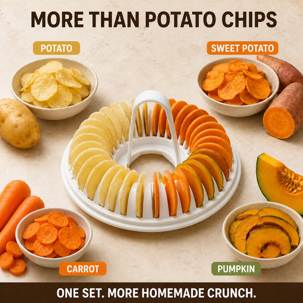 🥔DIY Microwave Potato Chip Maker with Slicer Bowl Set