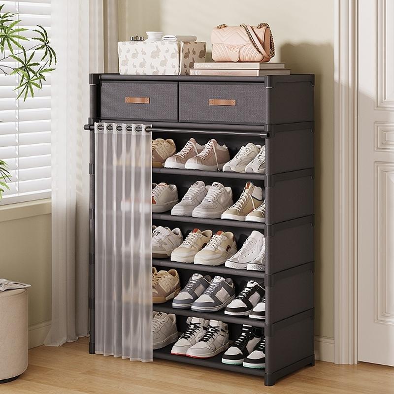 👟 🏠 Multi-Layer Shoe Rack – 360° Dustproof Protection, Removable Shelves & Dual Top Drawers – Compact Space-Saving Design ✨