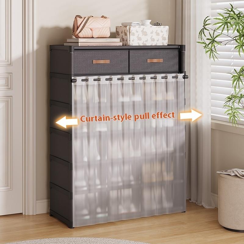 👟 🏠 Multi-Layer Shoe Rack – 360° Dustproof Protection, Removable Shelves & Dual Top Drawers – Compact Space-Saving Design ✨