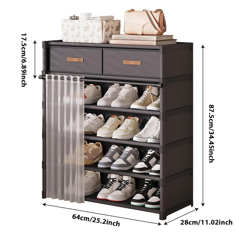 👟 🏠 Multi-Layer Shoe Rack – 360° Dustproof Protection, Removable Shelves & Dual Top Drawers – Compact Space-Saving Design ✨