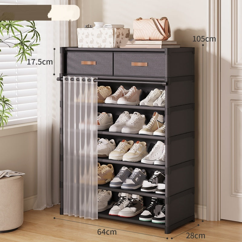👟 🏠 Multi-Layer Shoe Rack – 360° Dustproof Protection, Removable Shelves & Dual Top Drawers – Compact Space-Saving Design ✨