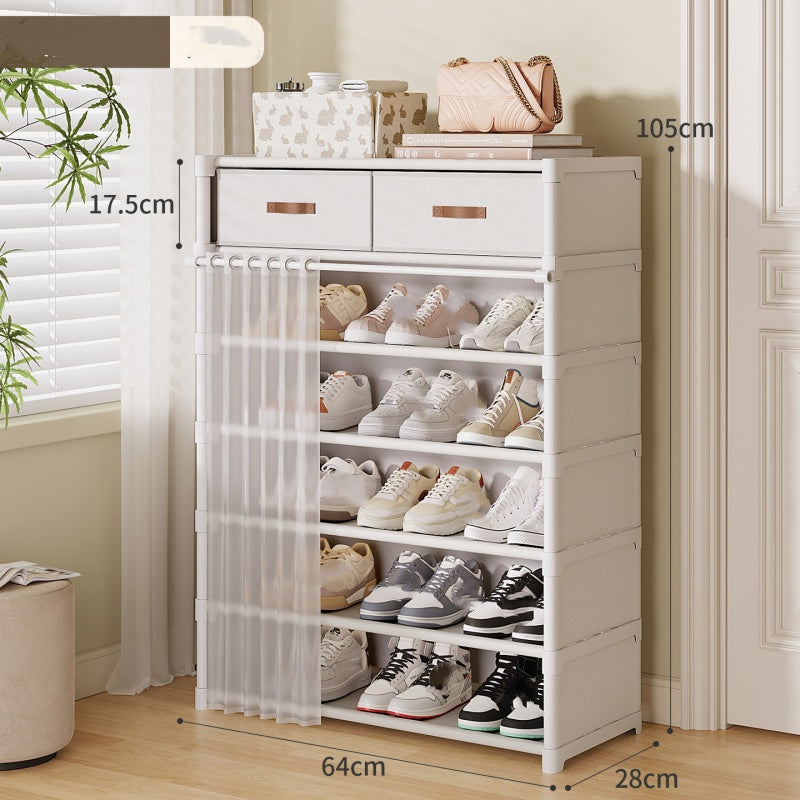 👟 🏠 Multi-Layer Shoe Rack – 360° Dustproof Protection, Removable Shelves & Dual Top Drawers – Compact Space-Saving Design ✨