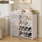 👟 🏠 Multi-Layer Shoe Rack – 360° Dustproof Protection, Removable Shelves & Dual Top Drawers – Compact Space-Saving Design ✨