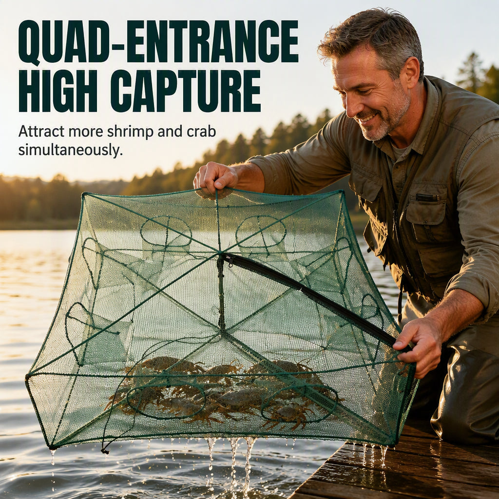 ⏳Time-Limited Special⏰Collapsible Fishing Trap Net with Multi Entrances🎣