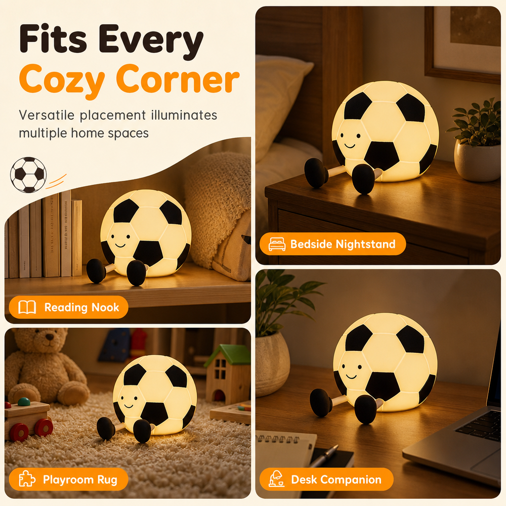 ⚽ 💡 Rechargeable Soccer Night Lights – Soft Glow, Tap Control, Kid-Safe ✨