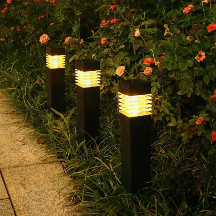 Solar Outdoor Garden Lights Waterproof Square Ground Plug Pathway Lawn Lights for Yard and Landscape Decoration