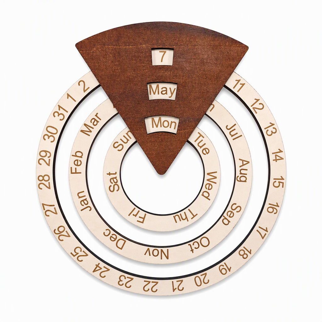 💥Circular Wooden Rotating Perpetual Calendar – Artistic, Interactive, Timeless ✨