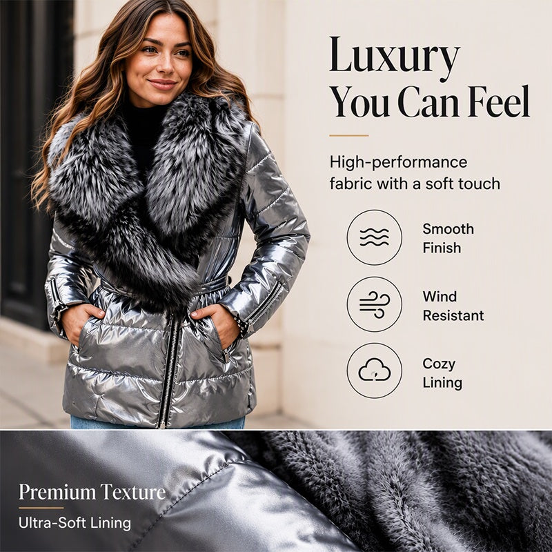 🖤Black Friday Sale🖤❄️Women's Padded Jacket with Faux Fur Collar