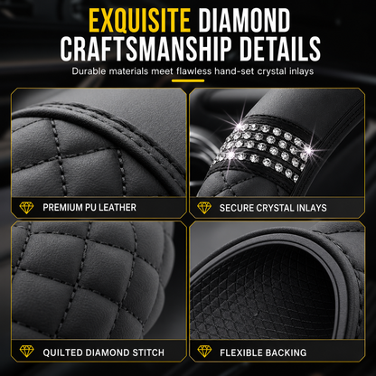⏳Time-Limited Special ⏰ Rhinestone Steering Wheel Cover – Sparkling, Quilted, Luxury 🚗