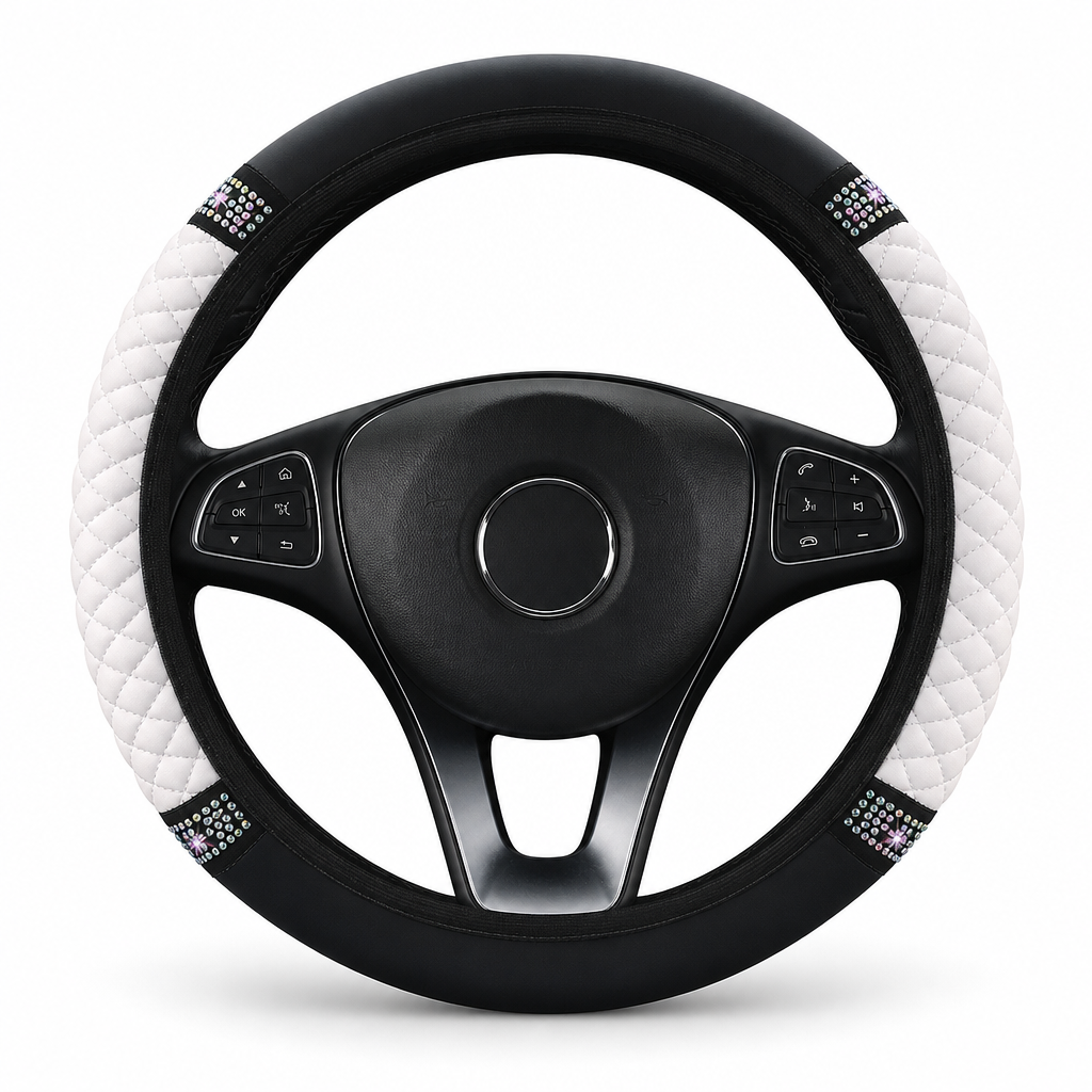 ⏳Time-Limited Special ⏰ Rhinestone Steering Wheel Cover – Sparkling, Quilted, Luxury 🚗