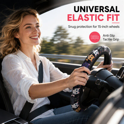Universal 38cm Ringless Silk Steering Wheel Cover Printed Breathable Car Wheel Protector for All Seasons