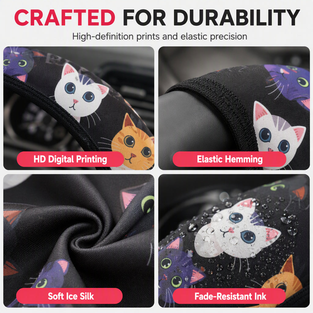 Universal 38cm Ringless Silk Steering Wheel Cover Printed Breathable Car Wheel Protector for All Seasons