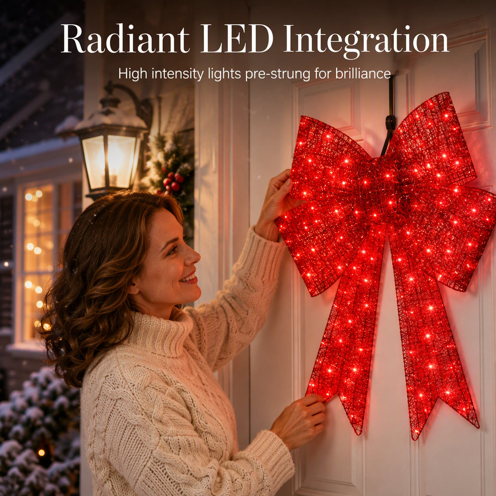 📢📢50% OFF !! ⏰Weatherproof LED Pre-Lit Christmas Bow