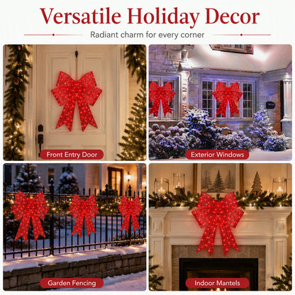 📢📢50% OFF !! ⏰Weatherproof LED Pre-Lit Christmas Bow