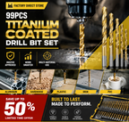 🔥High-efficiency tool favored by veteran craftsmen!Factory Outlet-99pcs Titanium Coated Drill Bit Set