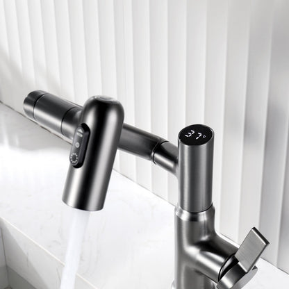 Single-Hole Rotatable Faucet with Temperature Display