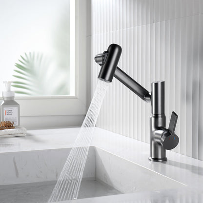 Single-Hole Rotatable Faucet with Temperature Display