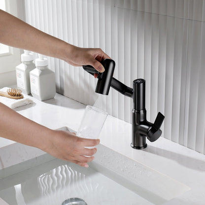 Single-Hole Rotatable Faucet with Temperature Display