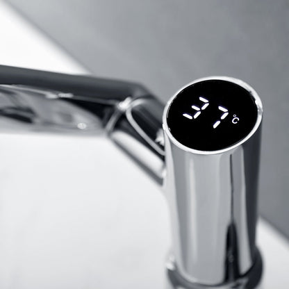 Single-Hole Rotatable Faucet with Temperature Display