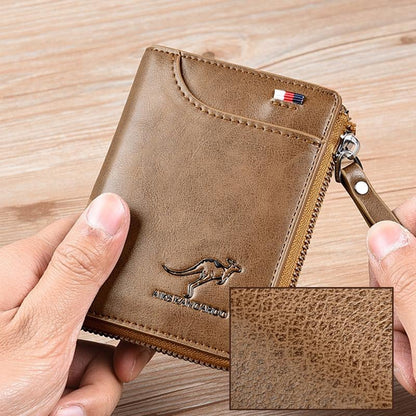 (🎁2024 New Year Hot Sale🎁)Men Wallet Zipper Genuine Leather Purse ( RFID PROTECTED )