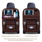 Car Back Seat Leather Organizer Storage Bag with Foldable Table