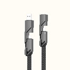4-in-1 USB C Cable Lightning Cable 100W [Fast Charging & Data Sync] Flat Braided Multi iPad Charger Cord Combo Lightning/Type C/USB A Ports