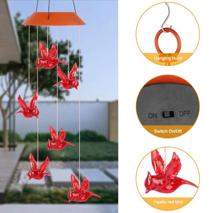 Solar Wind Chime Cardinal Light