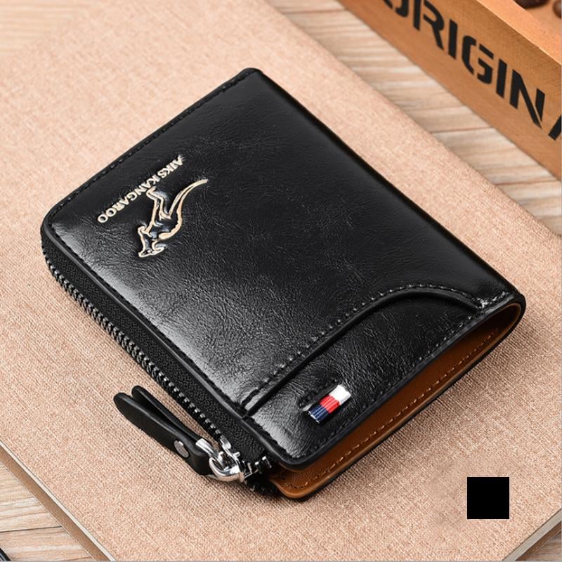 (🎁2024 New Year Hot Sale🎁)Men Wallet Zipper Genuine Leather Purse ( RFID PROTECTED )