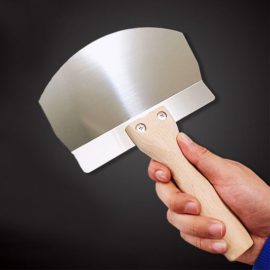 Pousbo® Stainless Steel Curved Plaster Spatula with Wooden Handle