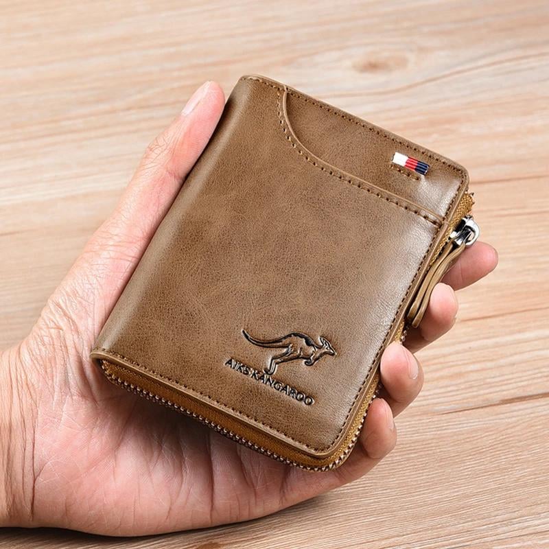 (🎁2024 New Year Hot Sale🎁)Men Wallet Zipper Genuine Leather Purse ( RFID PROTECTED )