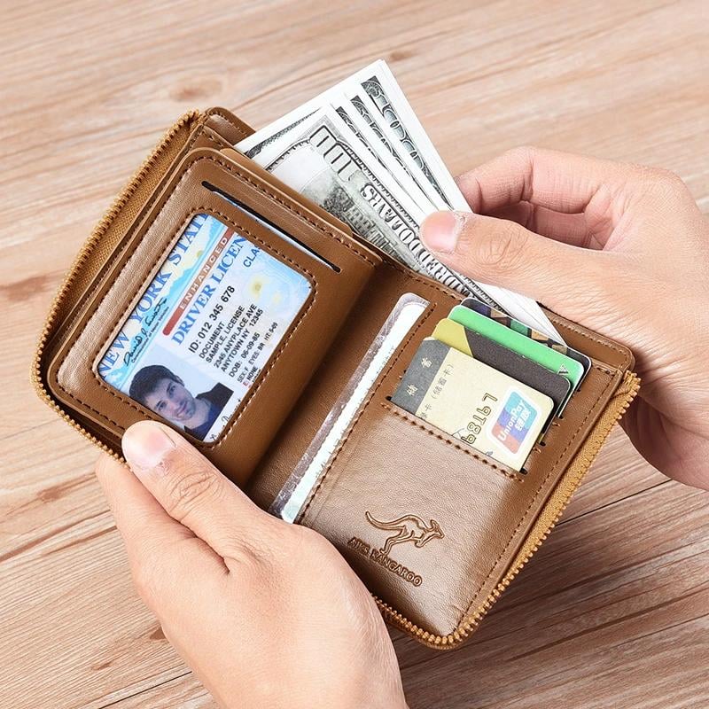 (🎁2024 New Year Hot Sale🎁)Men Wallet Zipper Genuine Leather Purse ( RFID PROTECTED )