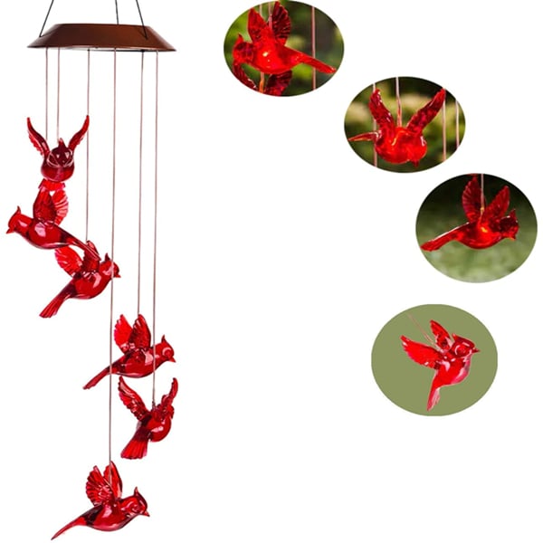 Solar Wind Chime Cardinal Light