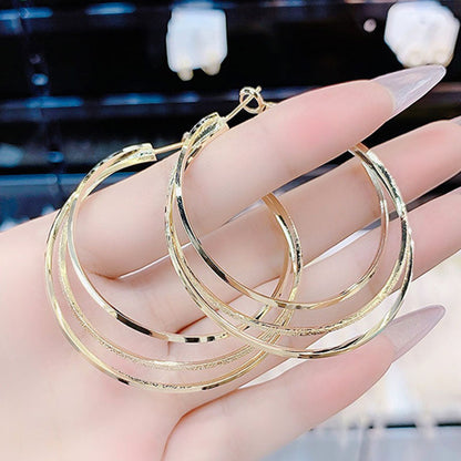 Triple Hoop Diamond Earrings