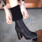 Fashion Stretch Knitted High Chunky Heel Boots for Women