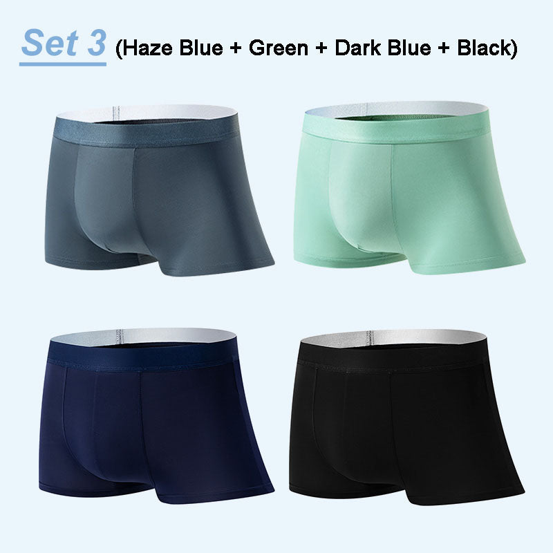 4pcs Men’s Ice Silk Antibacterial Breathable Boxer Briefs