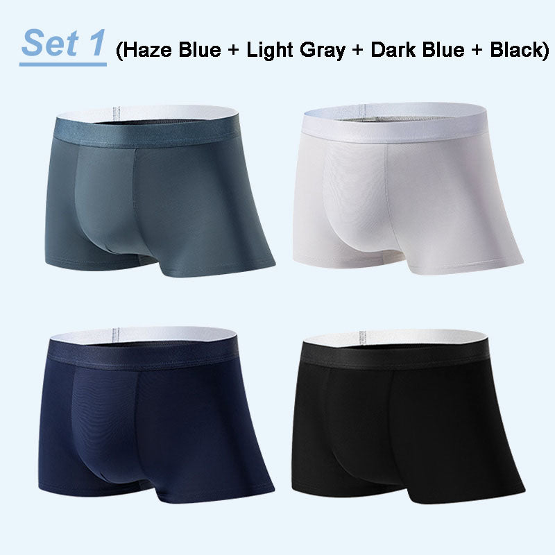 4pcs Men’s Ice Silk Antibacterial Breathable Boxer Briefs