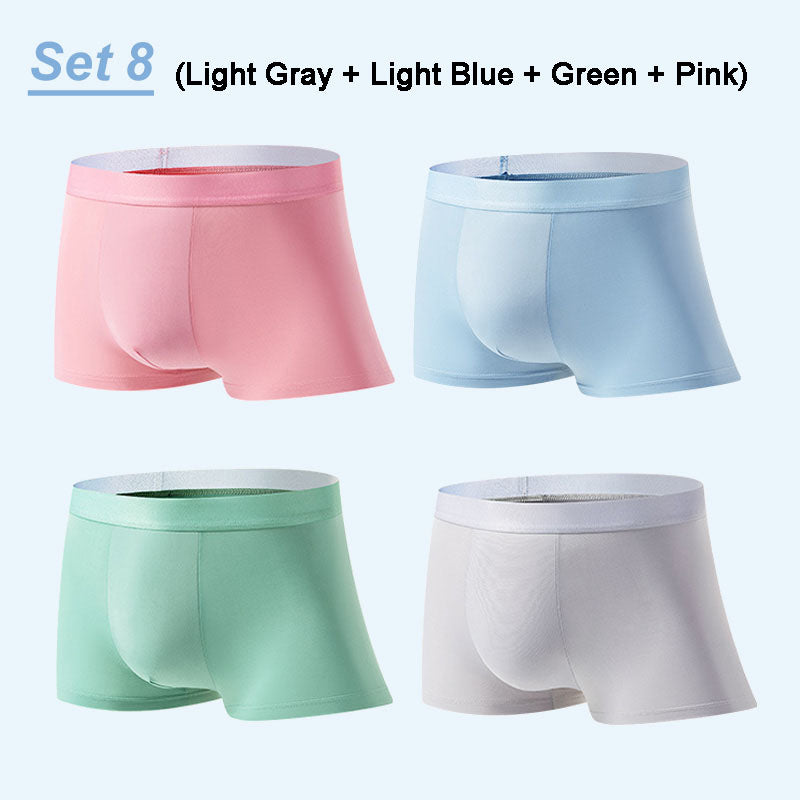 4pcs Men’s Ice Silk Antibacterial Breathable Boxer Briefs