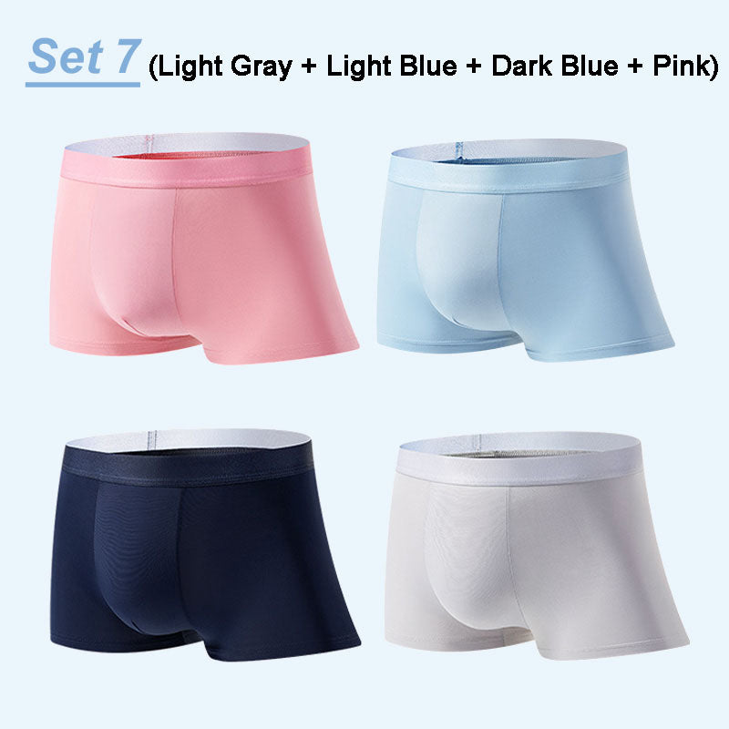 4pcs Men’s Ice Silk Antibacterial Breathable Boxer Briefs