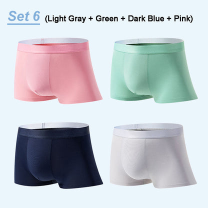 4pcs Men’s Ice Silk Antibacterial Breathable Boxer Briefs