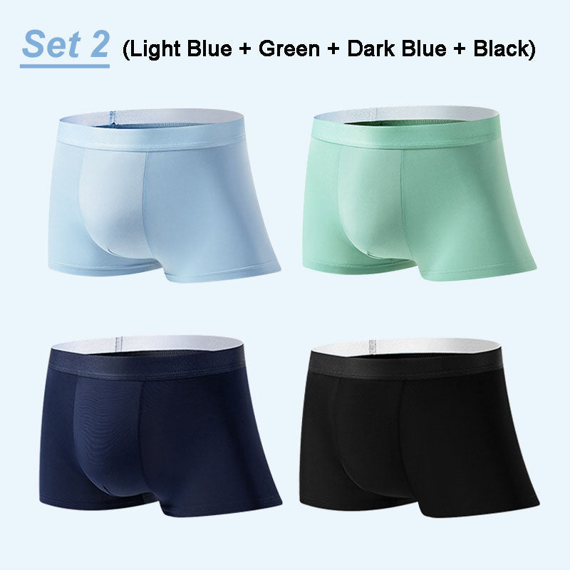 4pcs Men’s Ice Silk Antibacterial Breathable Boxer Briefs