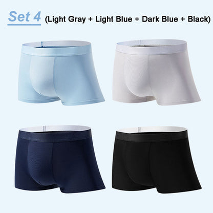 4pcs Men’s Ice Silk Antibacterial Breathable Boxer Briefs