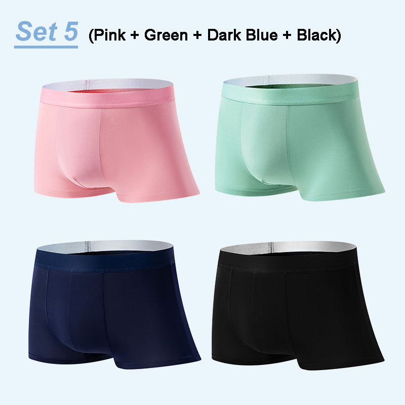 4pcs Men’s Ice Silk Antibacterial Breathable Boxer Briefs